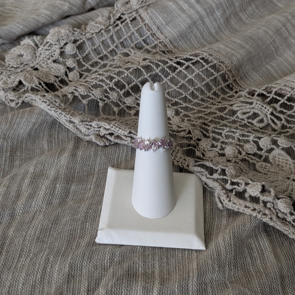 Elegant Plum Ice Crystal Gemstone Ring